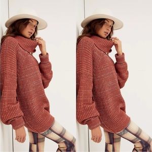 Free People Leo Cowl Neck Tunic Sweater - Small